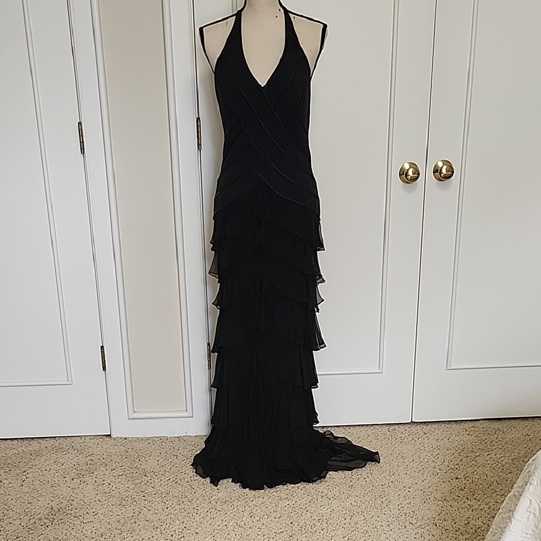 Elegant Black Halter Evening Gown